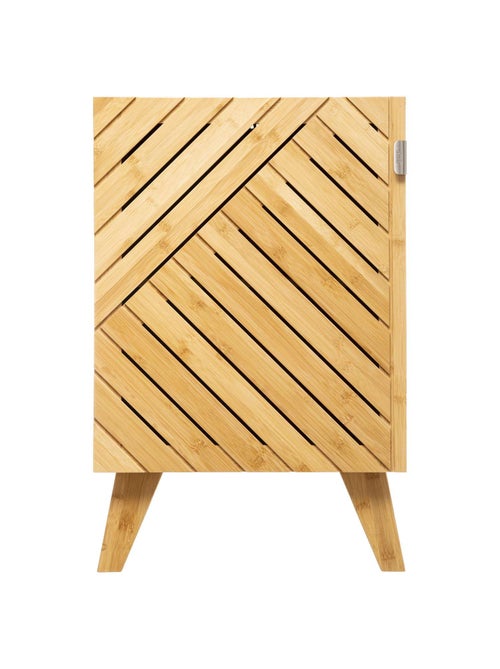 Meuble de salle de bain 1 porte en bambou BATH N' MODUL - Beige - Kiabi
