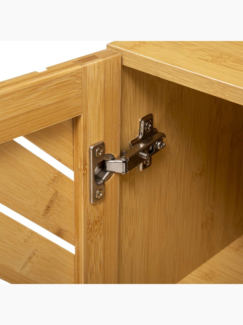 Meuble de salle de bain 1 porte en bambou BATH N' MODUL - Beige Beige - Kiabi
