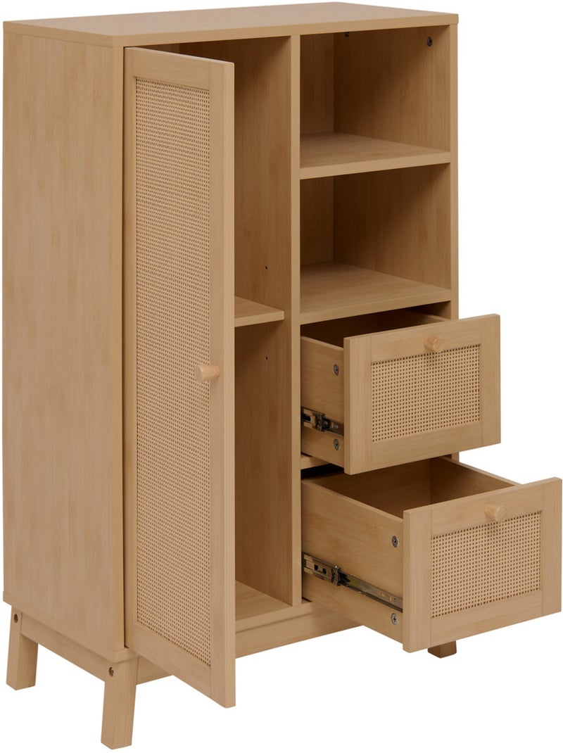 Meuble de salle de bain 1 porte et 2 tiroirs CANE Marron - Kiabi