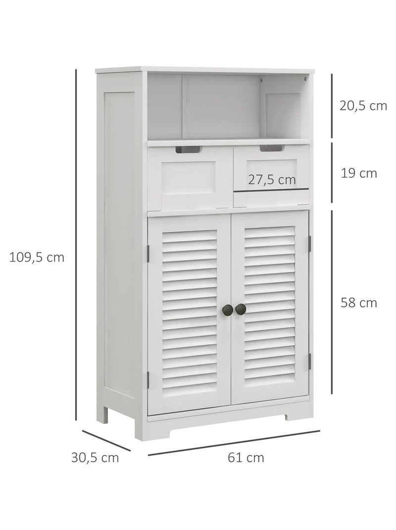 Meuble de salle de bain 2 portes persiennes 2 tiroirs niche blanc Blanc Blanc - Kiabi