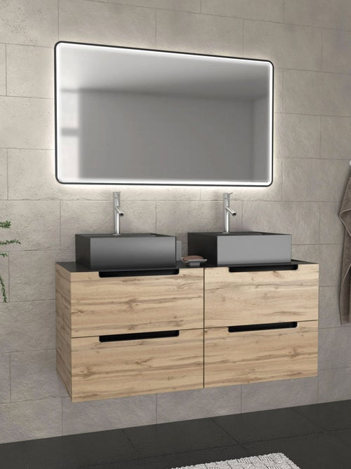 Meuble de salle de bain avec 2 vasques et miroir à leds - Kiabi