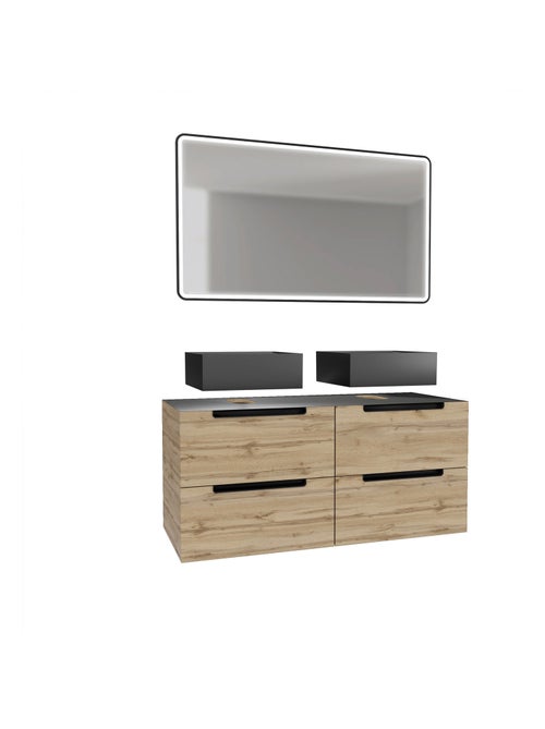Meuble de salle de bain avec 2 vasques et miroir à leds - Kiabi