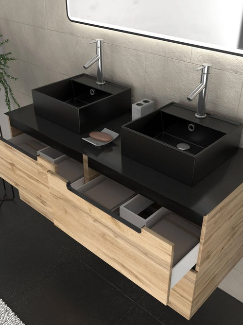 Meuble de salle de bain avec 2 vasques et miroir à leds - Kiabi