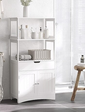 Meuble de salle de bain multi-rangement blanc