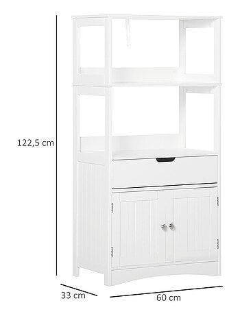 Meuble de salle de bain multi-rangement blanc