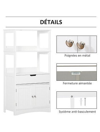 Meuble de salle de bain multi-rangement blanc