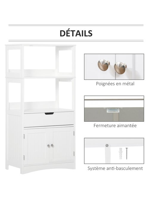 Meuble de salle de bain multi-rangement blanc - Kiabi