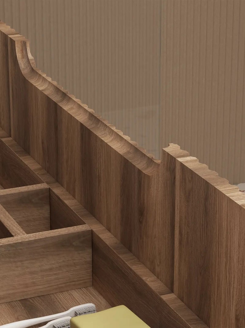 Meuble de salle de bain ondulé à suspendre avec vasque à encastrer Beige clair - Kiabi