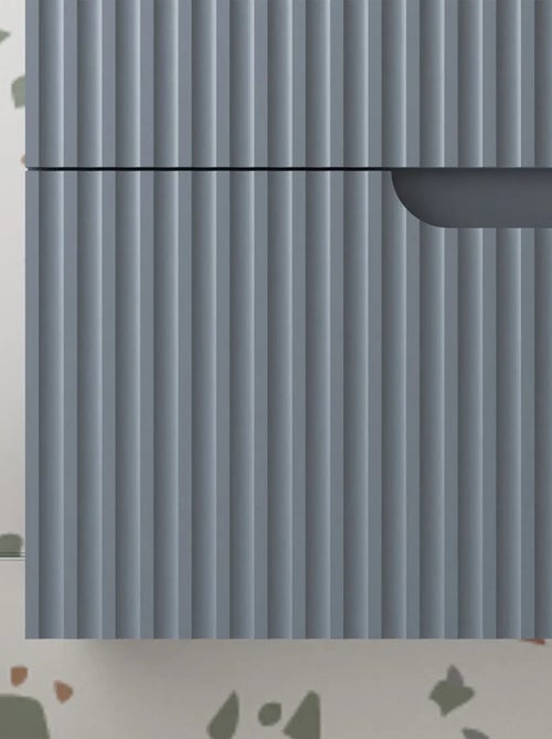 Meuble de salle de bain ondulé à suspendre avec vasque à encastrer - Kiabi Meuble de salle de bain ondulé à suspendre avec vasque à encastrer - Kiabi