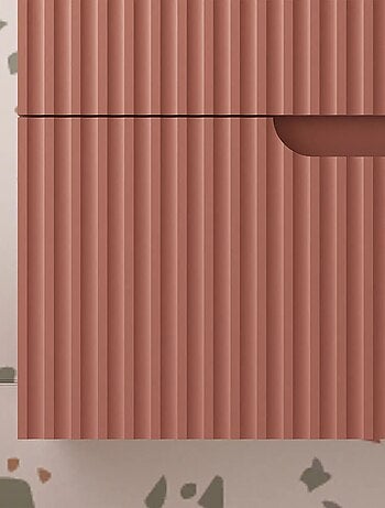 Meuble de salle de bain ondulé à suspendre avec vasque à encastrer