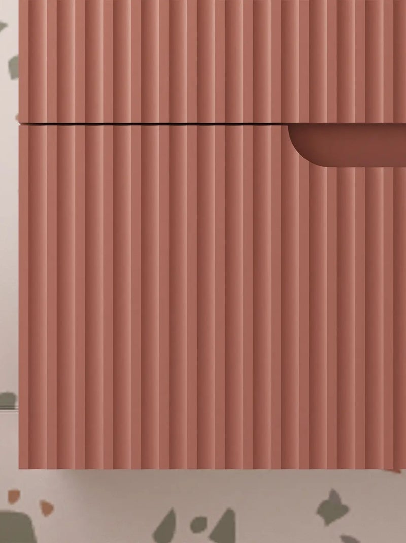 Meuble de salle de bain ondulé à suspendre avec vasque à encastrer Terracotta - Kiabi