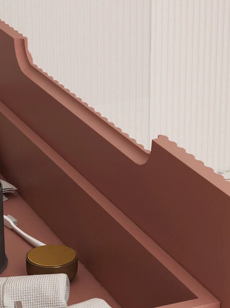 Meuble de salle de bain ondulé à suspendre avec vasque à encastrer Terracotta - Kiabi