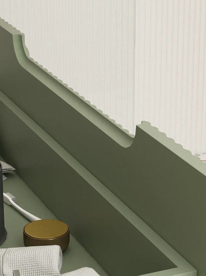 Meuble de salle de bain ondulé à suspendre avec vasque à encastrer Vert olive - Kiabi