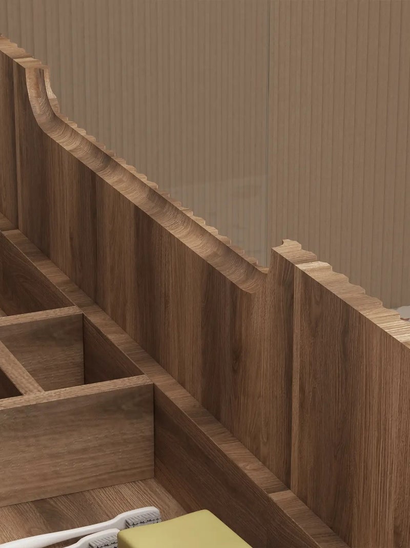 Meuble de salle de bain ondulé à suspendre avec vasque à poser Beige clair - Kiabi