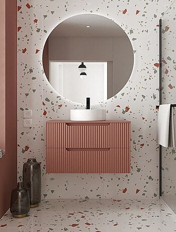 Meuble de salle de bain ondulé à suspendre avec vasque à poser