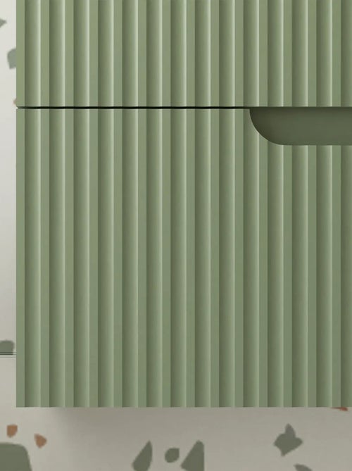 Meuble de salle de bain ondulé à suspendre avec vasque à poser - Kiabi Meuble de salle de bain ondulé à suspendre avec vasque à poser - Kiabi