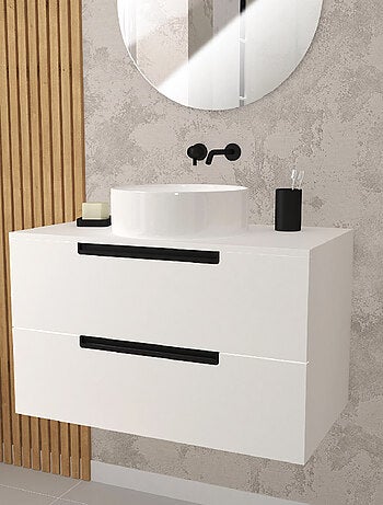 Meuble de salle de bains avec 2 tiroirs et 1 vasque ronde