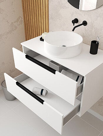 Meuble de salle de bains avec 2 tiroirs et 1 vasque ronde
