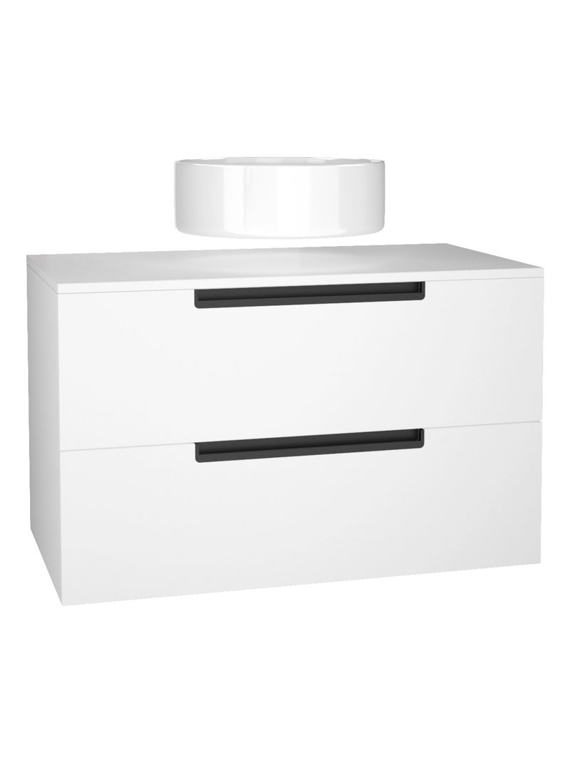 Meuble de salle de bains avec 2 tiroirs et 1 vasque ronde Blanc - Kiabi
