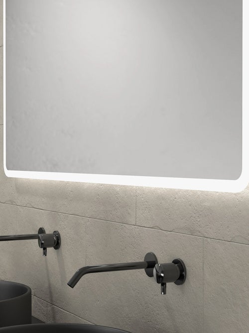 Meuble de salle de bains avec 2 vasques rondes et 1 miroir rectangulaire à led - Kiabi