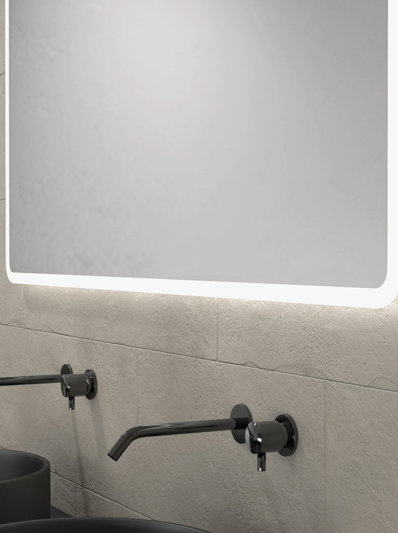 Meuble de salle de bains avec 2 vasques rondes et 1 miroir rectangulaire à led Beige clair - Kiabi