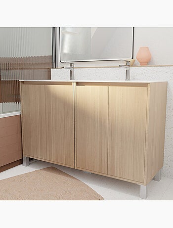Meuble de salle de bains double vasque avec 4 portes