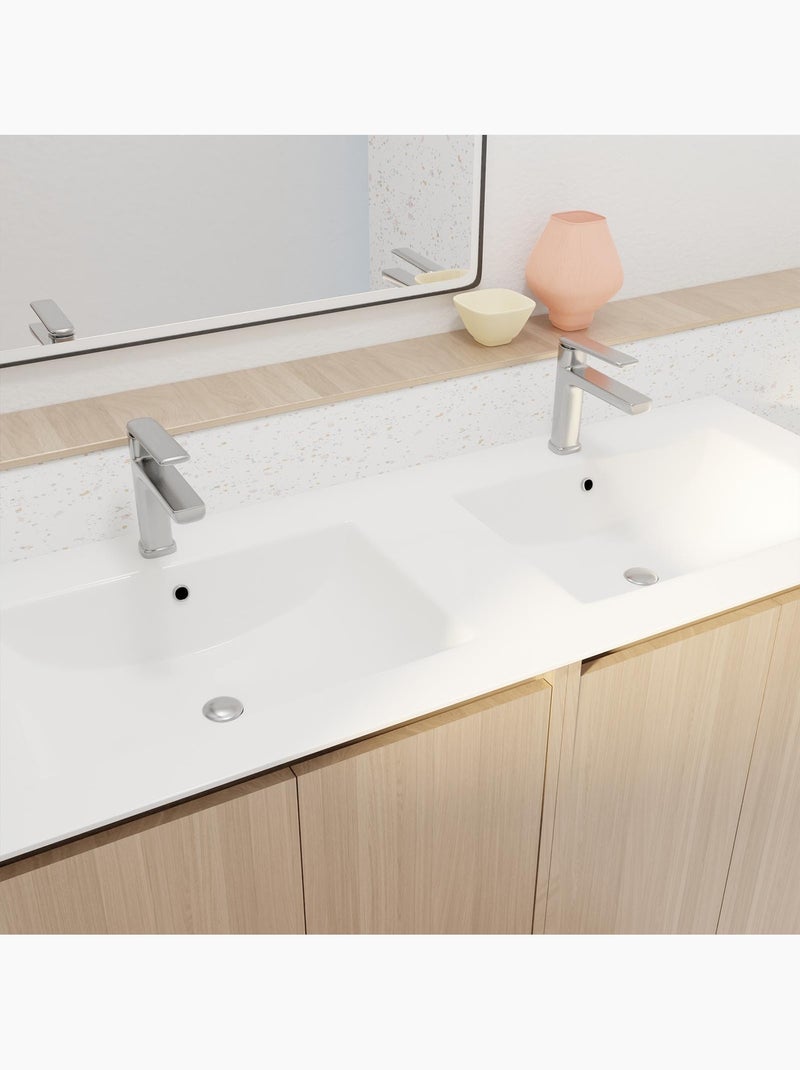 Meuble de salle de bains double vasque avec 4 portes Beige clair - Kiabi