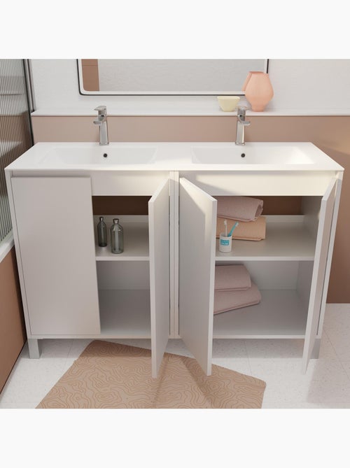 Meuble de salle de bains double vasque avec 4 portes - Kiabi Meuble de salle de bains double vasque avec 4 portes - Kiabi