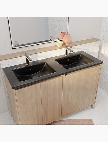 Meuble de salle de bains double vasque avec 4 portes