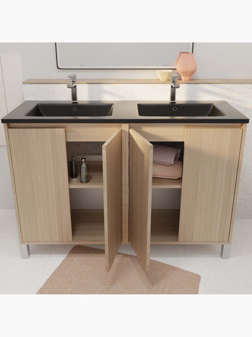 Meuble de salle de bains double vasque avec 4 portes - Kiabi Meuble de salle de bains double vasque avec 4 portes - Kiabi