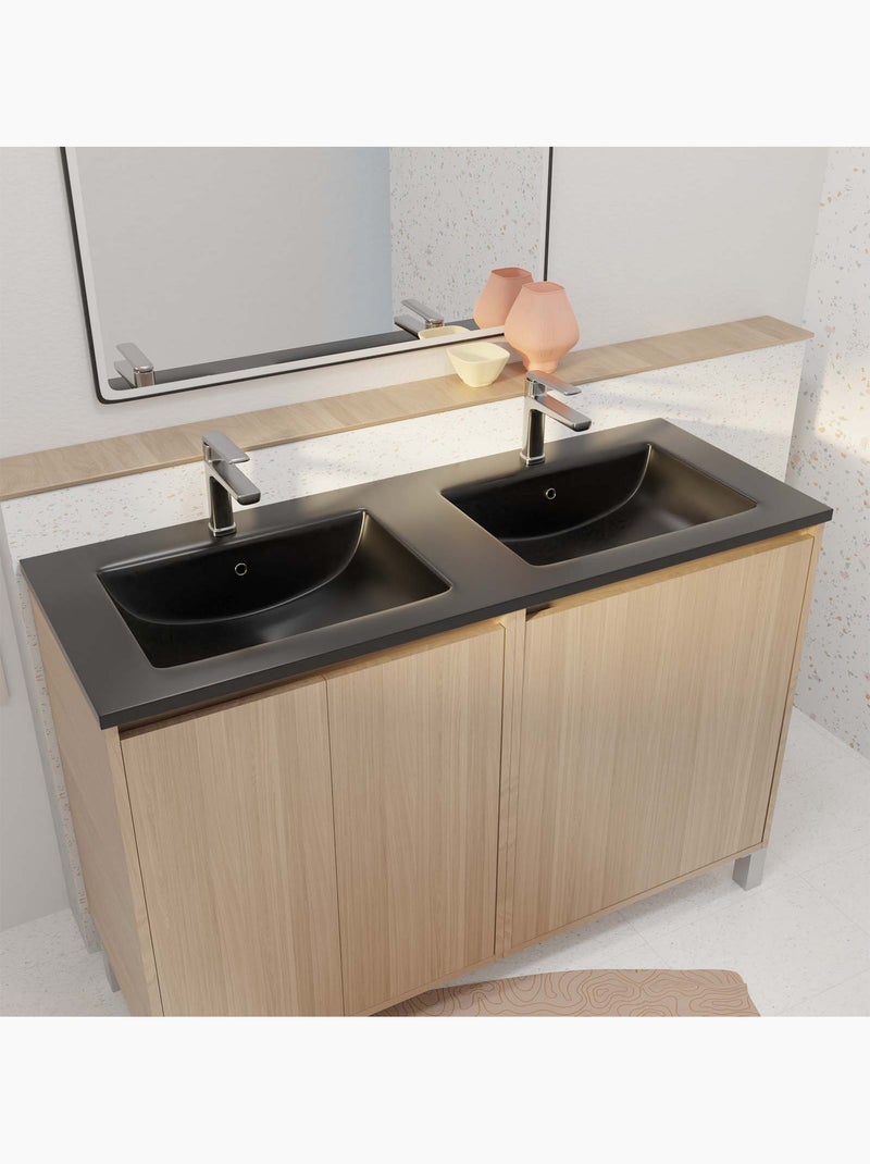 Meuble de salle de bains double vasque avec 4 portes Noir - Kiabi