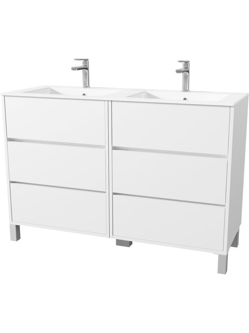 Meuble de salle de bains double vasque avec 6 tiroirs - Kiabi
