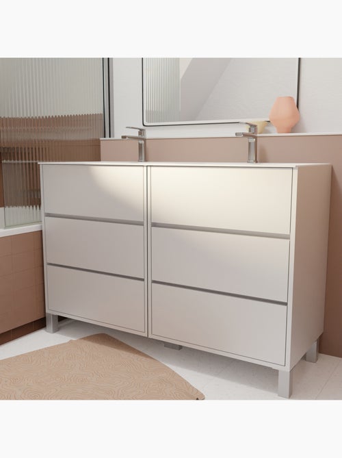 Meuble de salle de bains double vasque avec 6 tiroirs - Kiabi