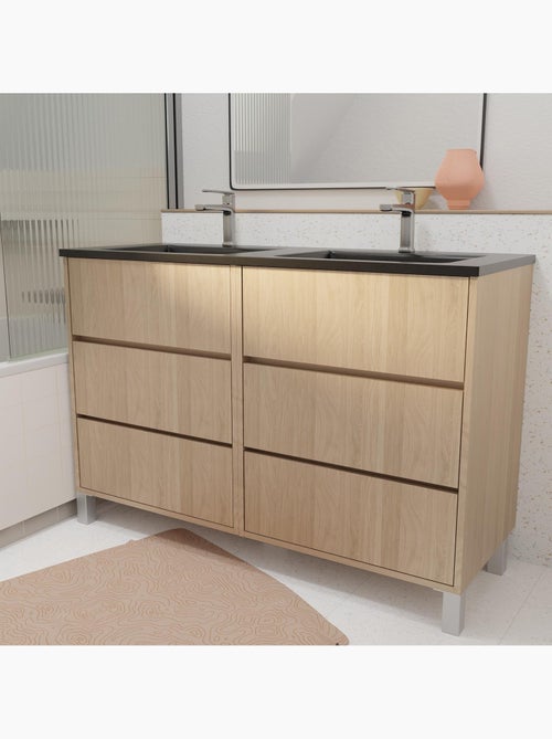 Meuble de salle de bains double vasque avec 6 tiroirs - Kiabi