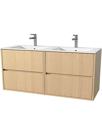 Meuble de salle de bains suspendu double vasque avec 4 tiroirs