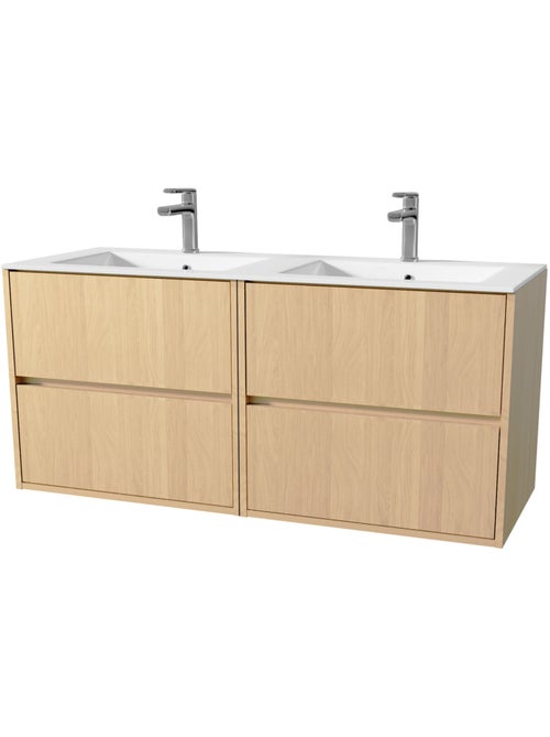 Meuble de salle de bains suspendu double vasque avec 4 tiroirs - Kiabi