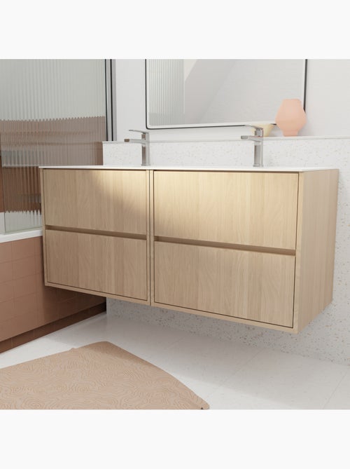 Meuble de salle de bains suspendu double vasque avec 4 tiroirs - Kiabi