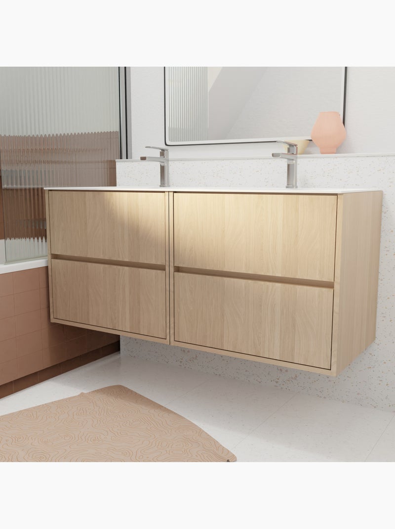 Meuble de salle de bains suspendu double vasque avec 4 tiroirs Beige clair - Kiabi