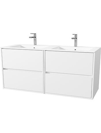 Meuble de salle de bains suspendu double vasque avec 4 tiroirs