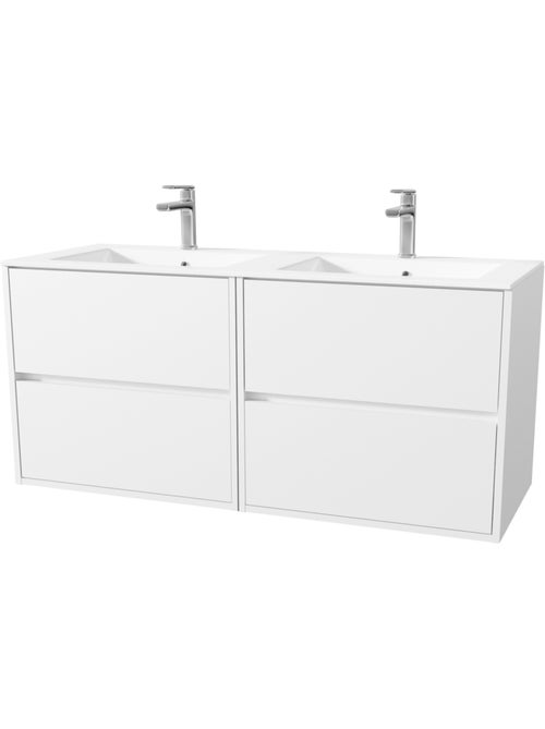 Meuble de salle de bains suspendu double vasque avec 4 tiroirs - Kiabi