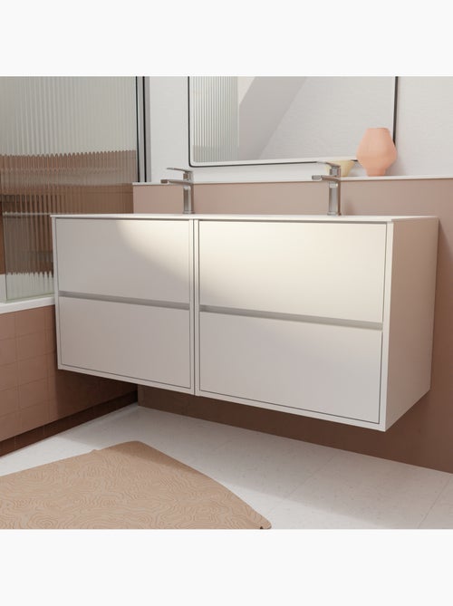 Meuble de salle de bains suspendu double vasque avec 4 tiroirs - Kiabi