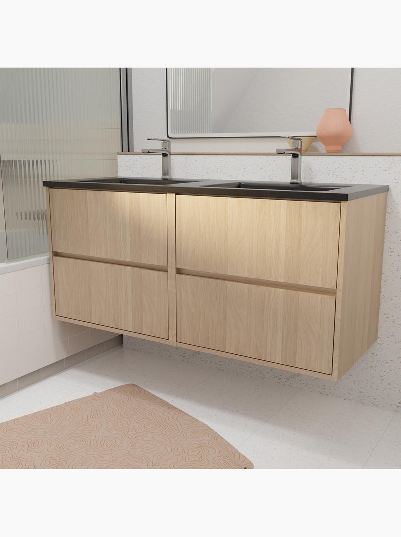 Meuble de salle de bains suspendu double vasque avec 4 tiroirs Noir - Kiabi