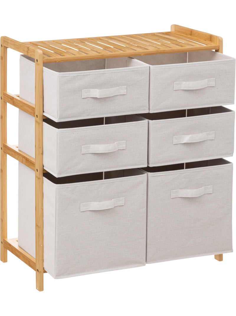 Meuble étagère avec 6 paniers TIDY BOX Beige - Kiabi