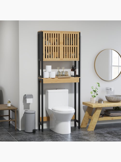 Meuble étagère dessus wc 2 portes 2 étagères - Kiabi