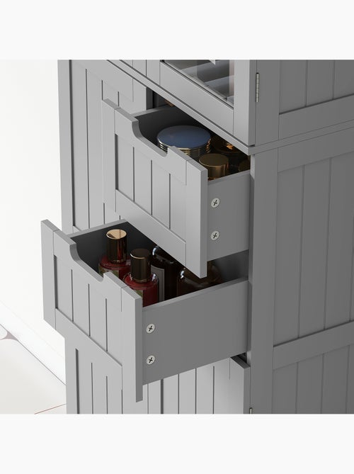 Meuble haut de salle de bain - armoire salle de bain - 4 portes, 2 tiroirs - Kiabi