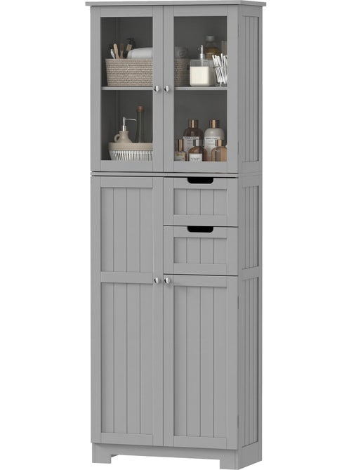 Meuble haut de salle de bain - armoire salle de bain - 4 portes, 2 tiroirs - Kiabi