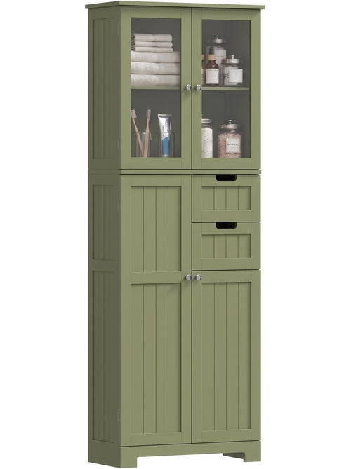 Meuble haut de salle de bain - armoire salle de bain - 4 portes, 2 tiroirs - Kiabi