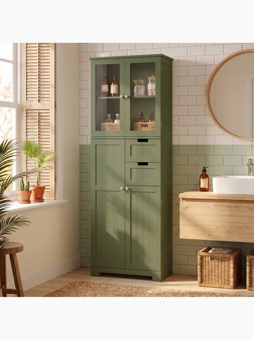 Meuble haut de salle de bain - armoire salle de bain - 4 portes, 2 tiroirs - Kiabi