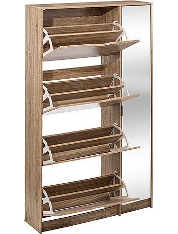 Meuble range-chaussures 24 paires effet chêne DRAWY