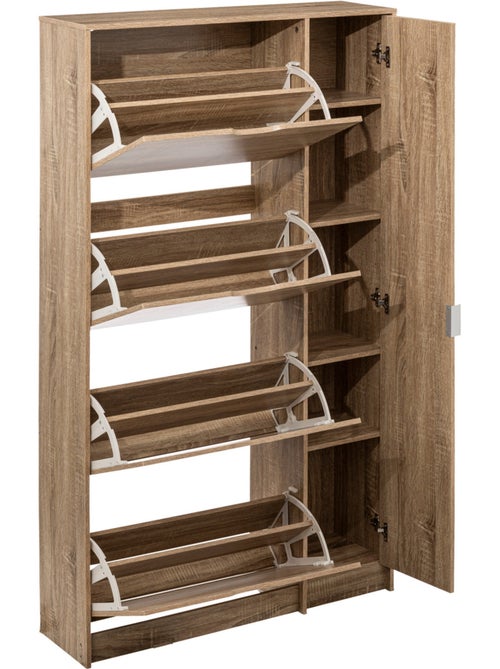 Meuble range-chaussures 24 paires effet chêne DRAWY - Kiabi